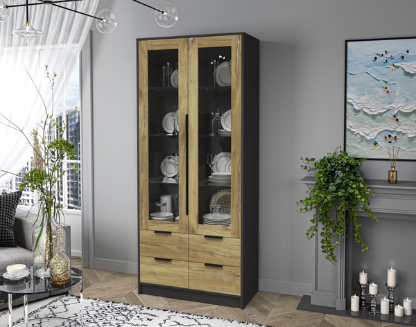 Шкаф с витриной Интерлиния Концепт КТ-ШВ2