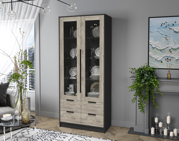 Шкаф с витриной Интерлиния Концепт КТ-ШВ2