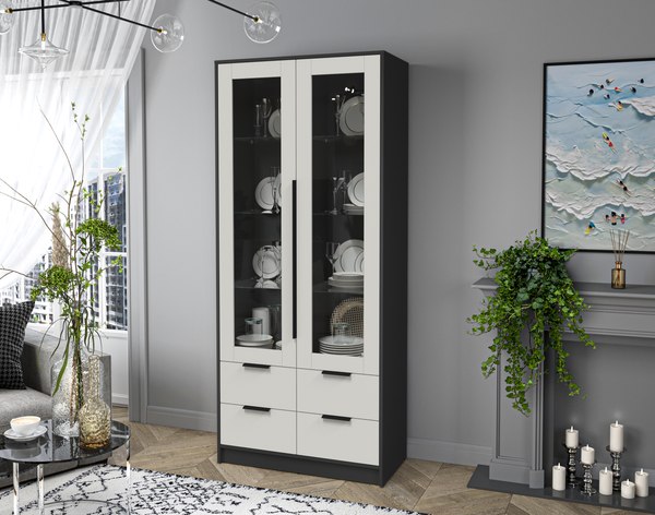 Шкаф с витриной Интерлиния Концепт КТ-ШВ2