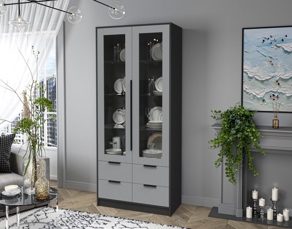 Шкаф с витриной Интерлиния Концепт КТ-ШВ2