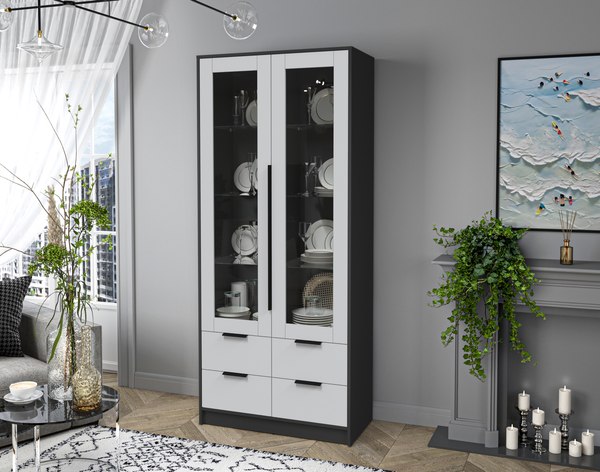 Шкаф с витриной Интерлиния Концепт КТ-ШВ2