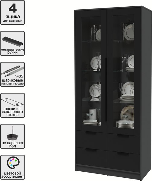 Шкаф с витриной Интерлиния Концепт КТ-ШВ2