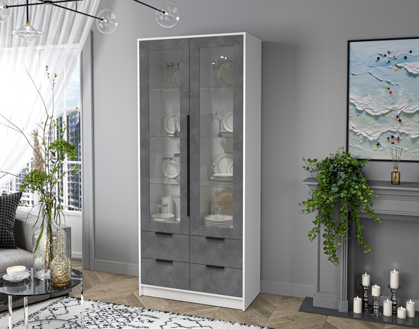 Шкаф с витриной Интерлиния Концепт КТ-ШВ2