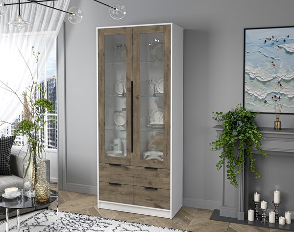 Шкаф с витриной Интерлиния Концепт КТ-ШВ2