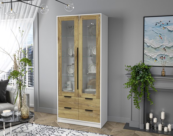 Шкаф с витриной Интерлиния Концепт КТ-ШВ2