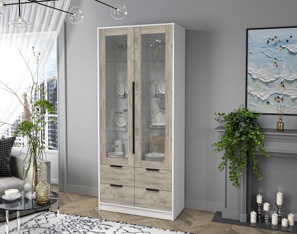 Шкаф с витриной Интерлиния Концепт КТ-ШВ2