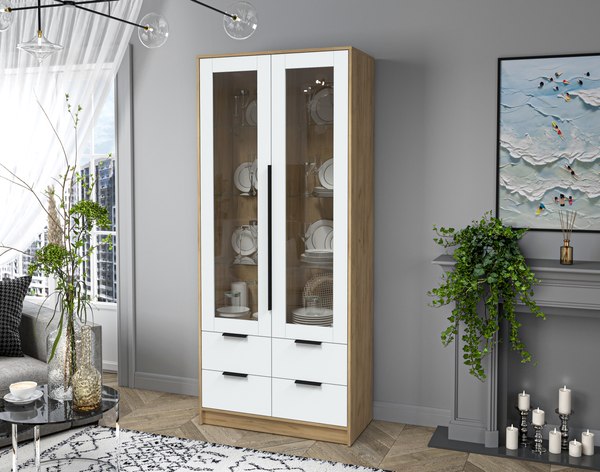 Шкаф с витриной Интерлиния Концепт КТ-ШВ2