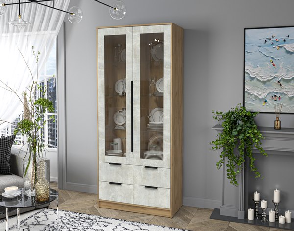 Шкаф с витриной Интерлиния Концепт КТ-ШВ2