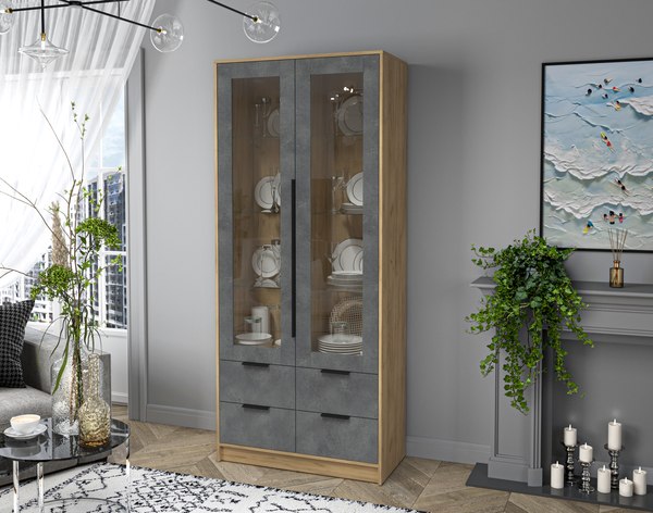 Шкаф с витриной Интерлиния Концепт КТ-ШВ2