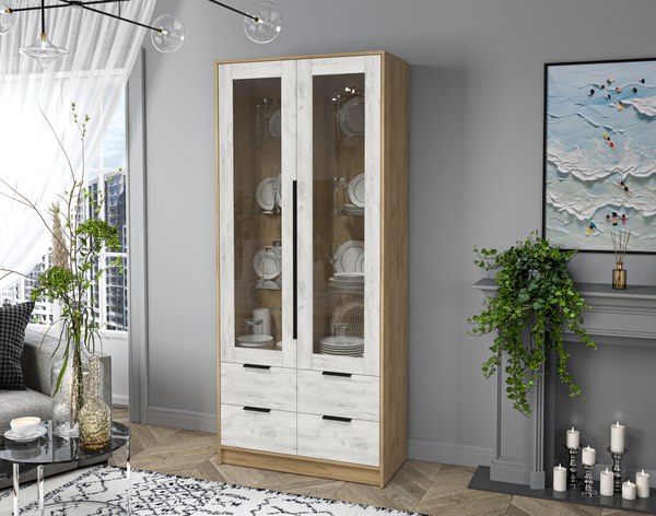 Шкаф с витриной Интерлиния Концепт КТ-ШВ2