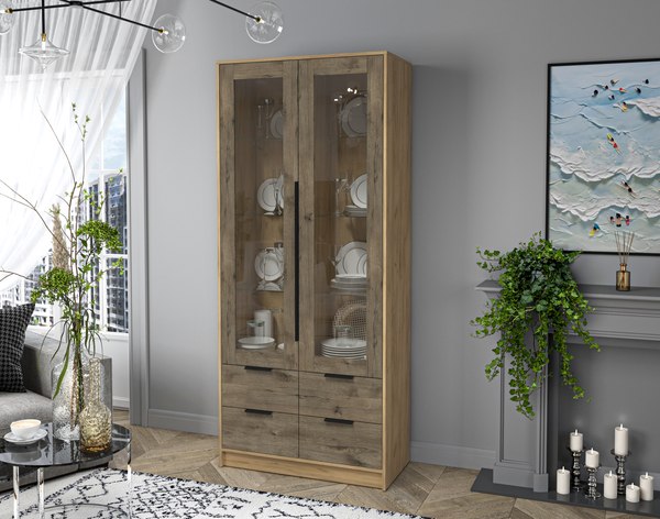 Шкаф с витриной Интерлиния Концепт КТ-ШВ2