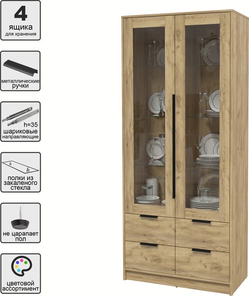 Шкаф с витриной Интерлиния Концепт КТ-ШВ2