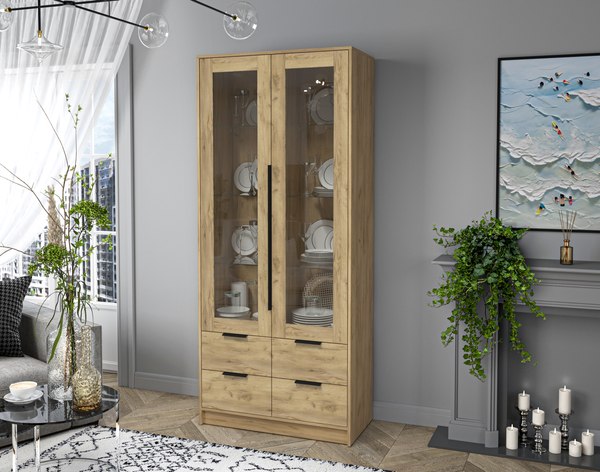 Шкаф с витриной Интерлиния Концепт КТ-ШВ2