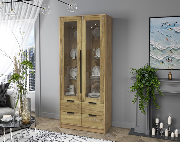 Шкаф с витриной Интерлиния Концепт КТ-ШВ2