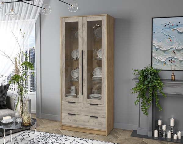 Шкаф с витриной Интерлиния Концепт КТ-ШВ2