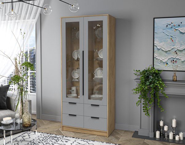 Шкаф с витриной Интерлиния Концепт КТ-ШВ2