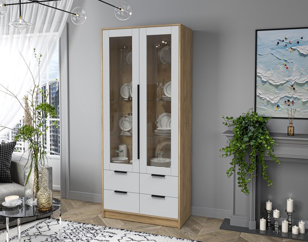 Шкаф с витриной Интерлиния Концепт КТ-ШВ2