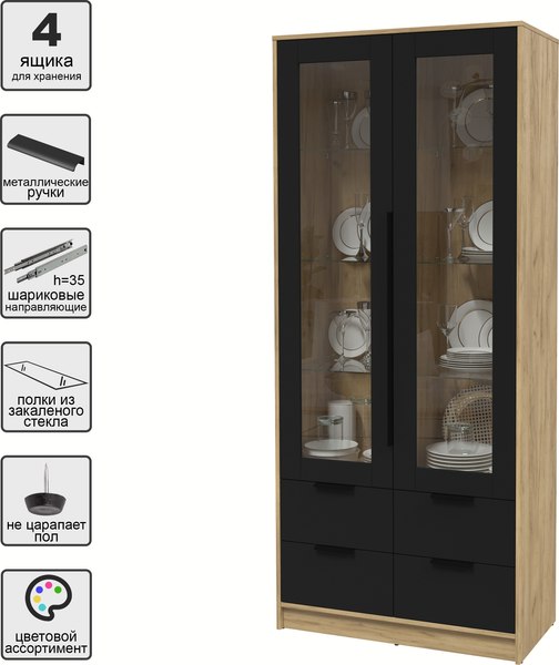 Шкаф с витриной Интерлиния Концепт КТ-ШВ2