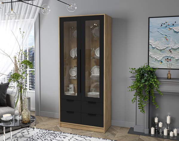 Шкаф с витриной Интерлиния Концепт КТ-ШВ2