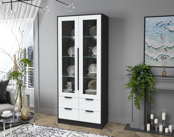 Шкаф с витриной Интерлиния Концепт КТ-ШВ2 с подсветкой