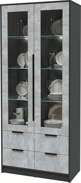Шкаф с витриной Интерлиния Концепт КТ-ШВ2 с подсветкой