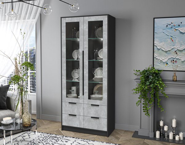 Шкаф с витриной Интерлиния Концепт КТ-ШВ2 с подсветкой