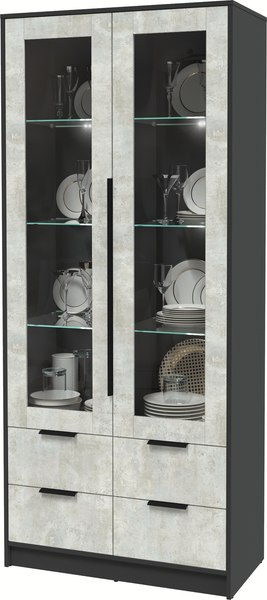 Шкаф с витриной Интерлиния Концепт КТ-ШВ2 с подсветкой