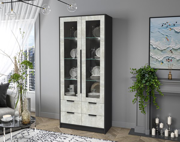 Шкаф с витриной Интерлиния Концепт КТ-ШВ2 с подсветкой