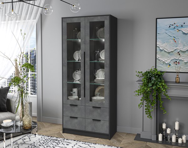 Шкаф с витриной Интерлиния Концепт КТ-ШВ2 с подсветкой