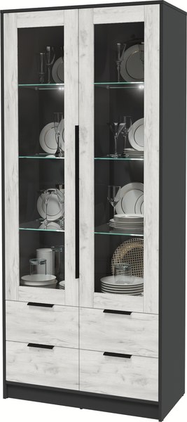 Шкаф с витриной Интерлиния Концепт КТ-ШВ2 с подсветкой