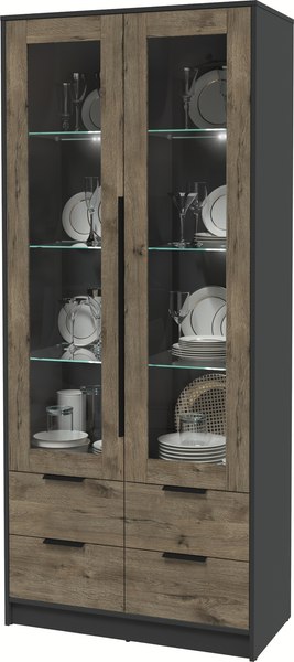 Шкаф с витриной Интерлиния Концепт КТ-ШВ2 с подсветкой