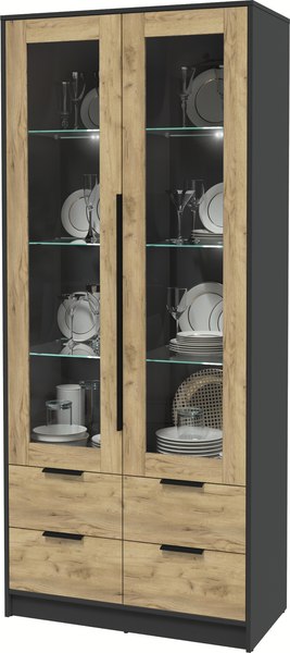 Шкаф с витриной Интерлиния Концепт КТ-ШВ2 с подсветкой