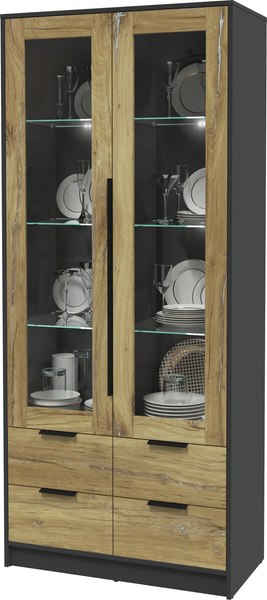 Шкаф с витриной Интерлиния Концепт КТ-ШВ2 с подсветкой