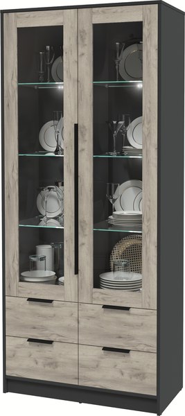 Шкаф с витриной Интерлиния Концепт КТ-ШВ2 с подсветкой