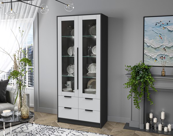 Шкаф с витриной Интерлиния Концепт КТ-ШВ2 с подсветкой