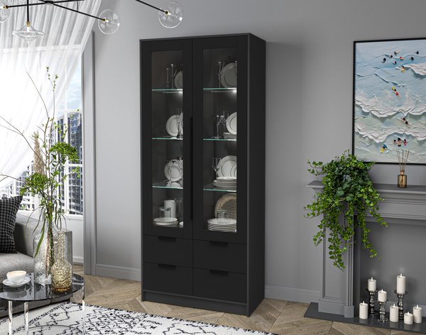 Шкаф с витриной Интерлиния Концепт КТ-ШВ2 с подсветкой