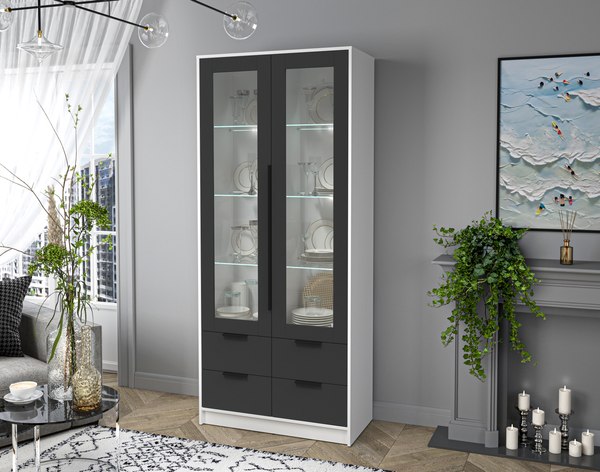 Шкаф с витриной Интерлиния Концепт КТ-ШВ2 с подсветкой