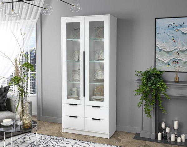 Шкаф с витриной Интерлиния Концепт КТ-ШВ2 с подсветкой