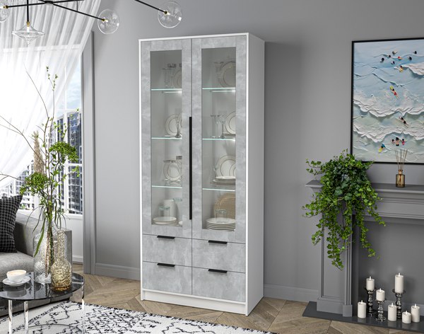 Шкаф с витриной Интерлиния Концепт КТ-ШВ2 с подсветкой