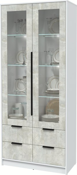 Шкаф с витриной Интерлиния Концепт КТ-ШВ2 с подсветкой