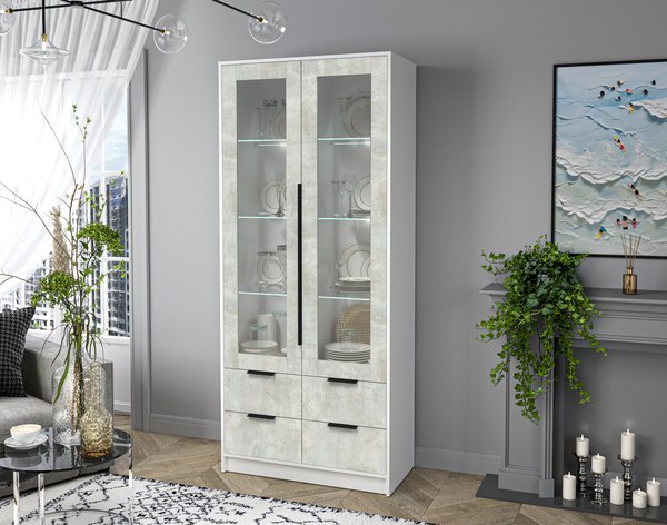 Шкаф с витриной Интерлиния Концепт КТ-ШВ2 с подсветкой