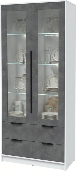 Шкаф с витриной Интерлиния Концепт КТ-ШВ2 с подсветкой