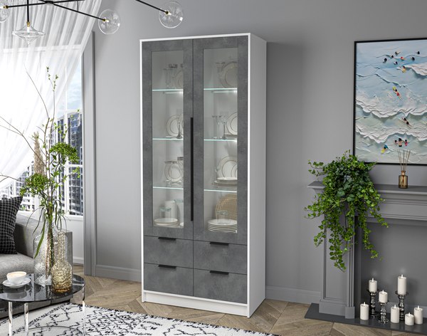 Шкаф с витриной Интерлиния Концепт КТ-ШВ2 с подсветкой