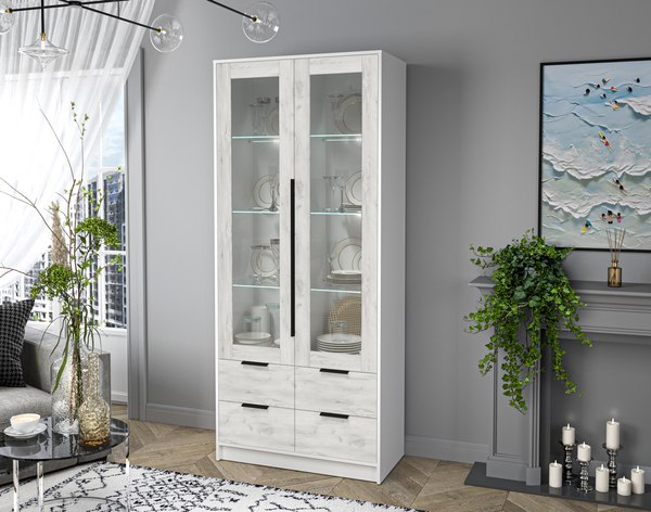 Шкаф с витриной Интерлиния Концепт КТ-ШВ2 с подсветкой