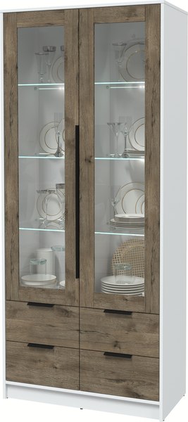 Шкаф с витриной Интерлиния Концепт КТ-ШВ2 с подсветкой