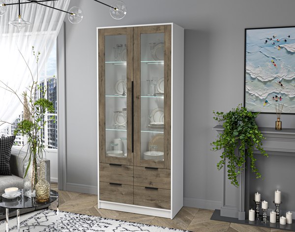 Шкаф с витриной Интерлиния Концепт КТ-ШВ2 с подсветкой