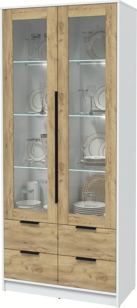 Шкаф с витриной Интерлиния Концепт КТ-ШВ2 с подсветкой