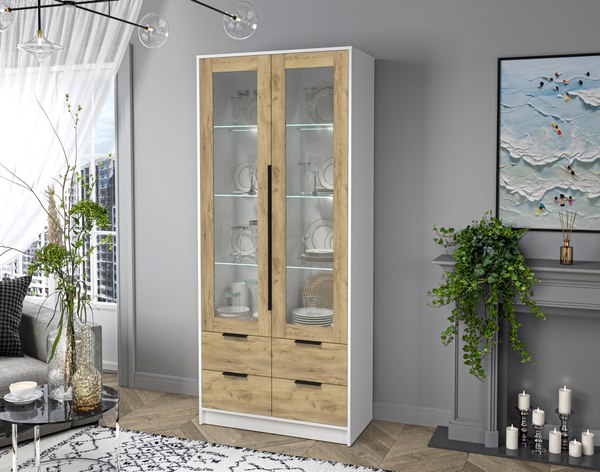 Шкаф с витриной Интерлиния Концепт КТ-ШВ2 с подсветкой