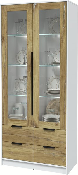 Шкаф с витриной Интерлиния Концепт КТ-ШВ2 с подсветкой