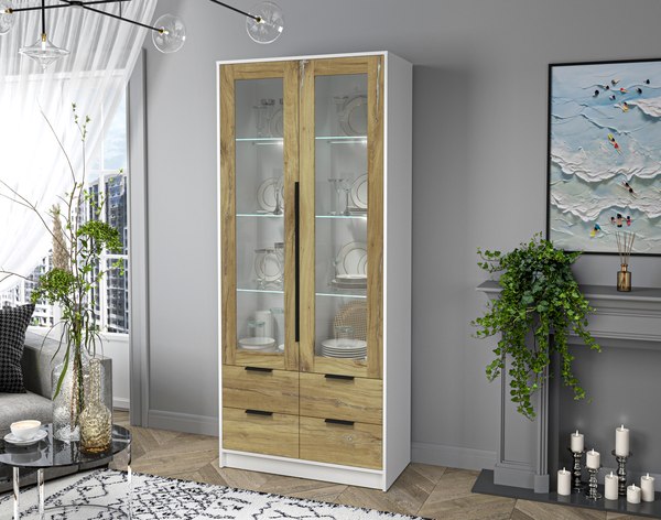 Шкаф с витриной Интерлиния Концепт КТ-ШВ2 с подсветкой